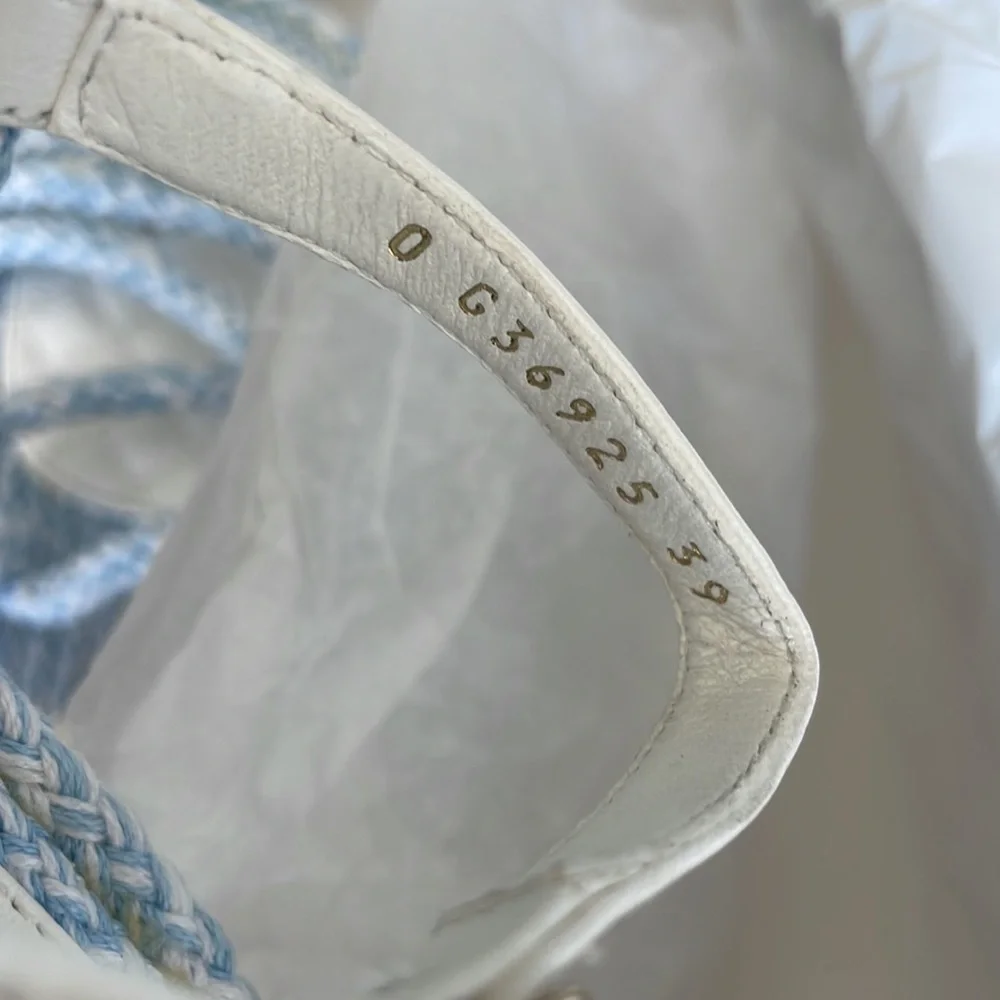 Chanel cord blue white chain charm sandal rope flats sz 39 with box $1425 - Picture 9 of 10